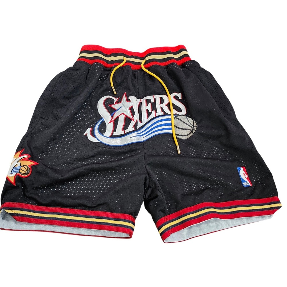 Just Don Philadelphia 76ers Mesh Basketball Shorts Black Mens Small NBA Made USA